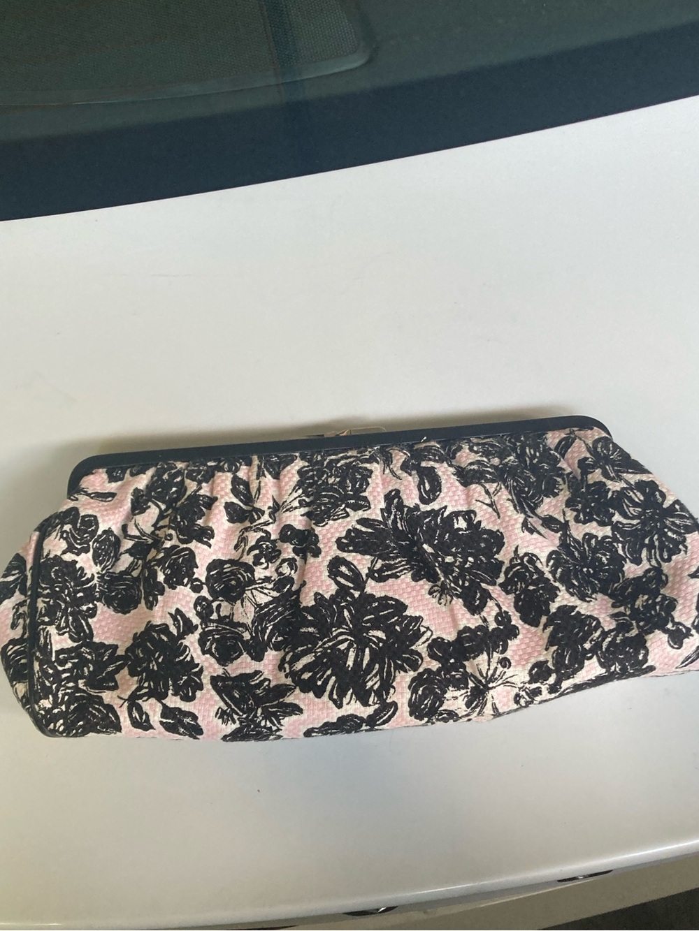 Ann Taylor Loft Black and pink clutch